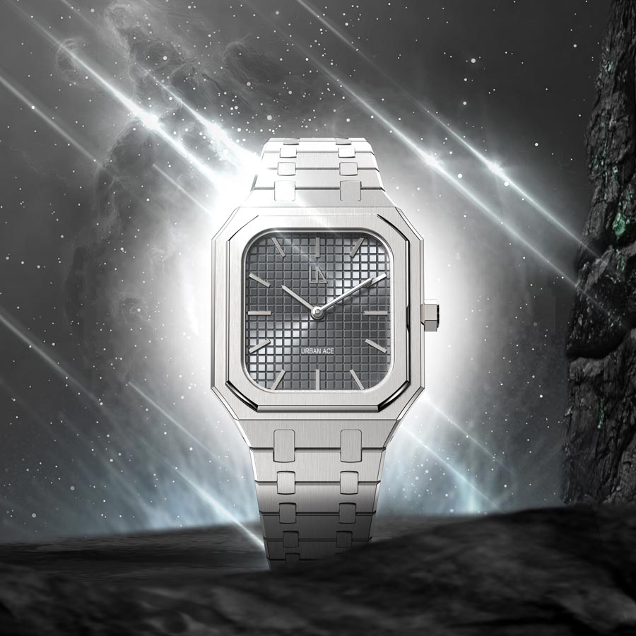 Vierkant horloge Gun Metal