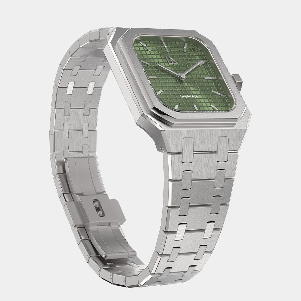 Olijf groen heren horloge