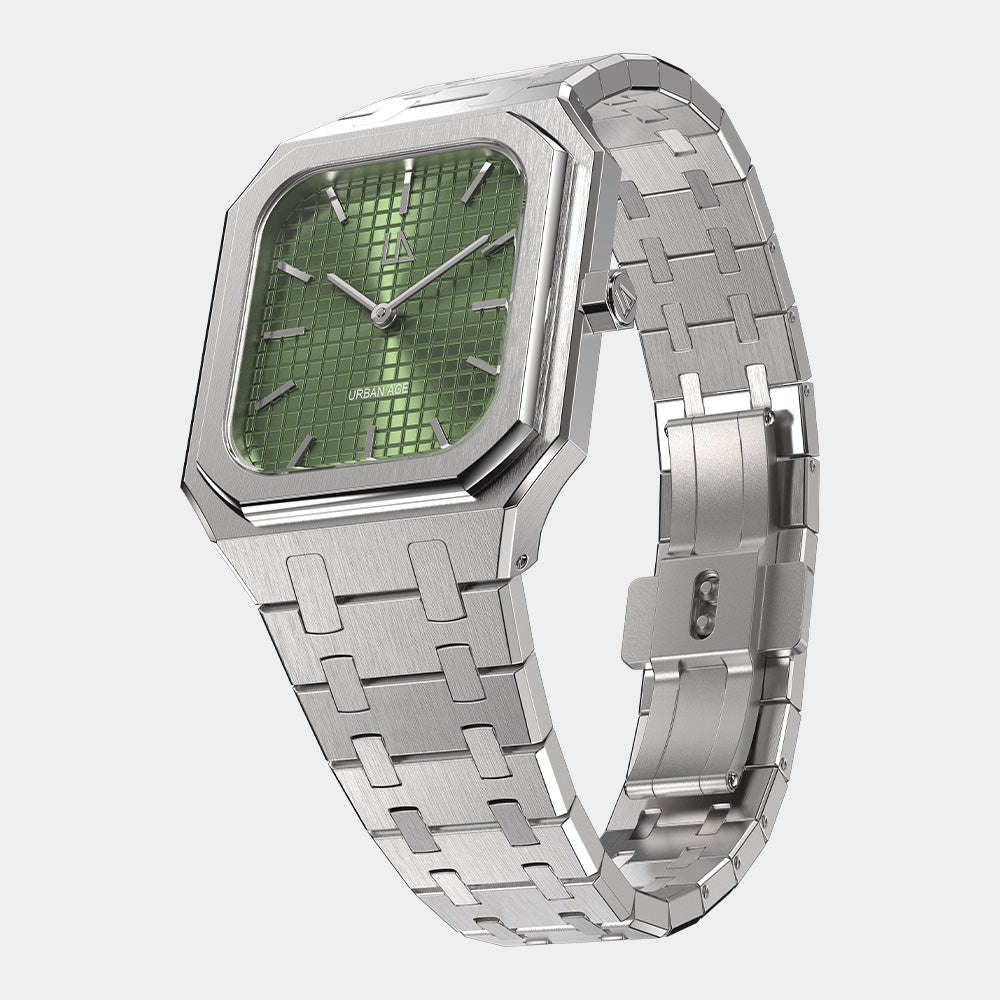 Groen vierkant heren horloge