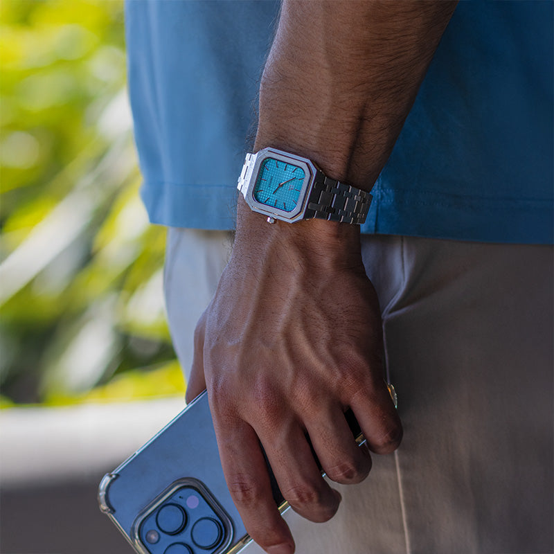 Apex turquoise zilver horloge