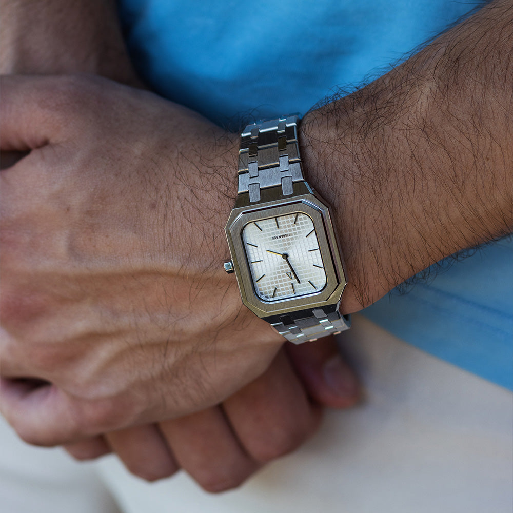 Vierkant wit horloge heren