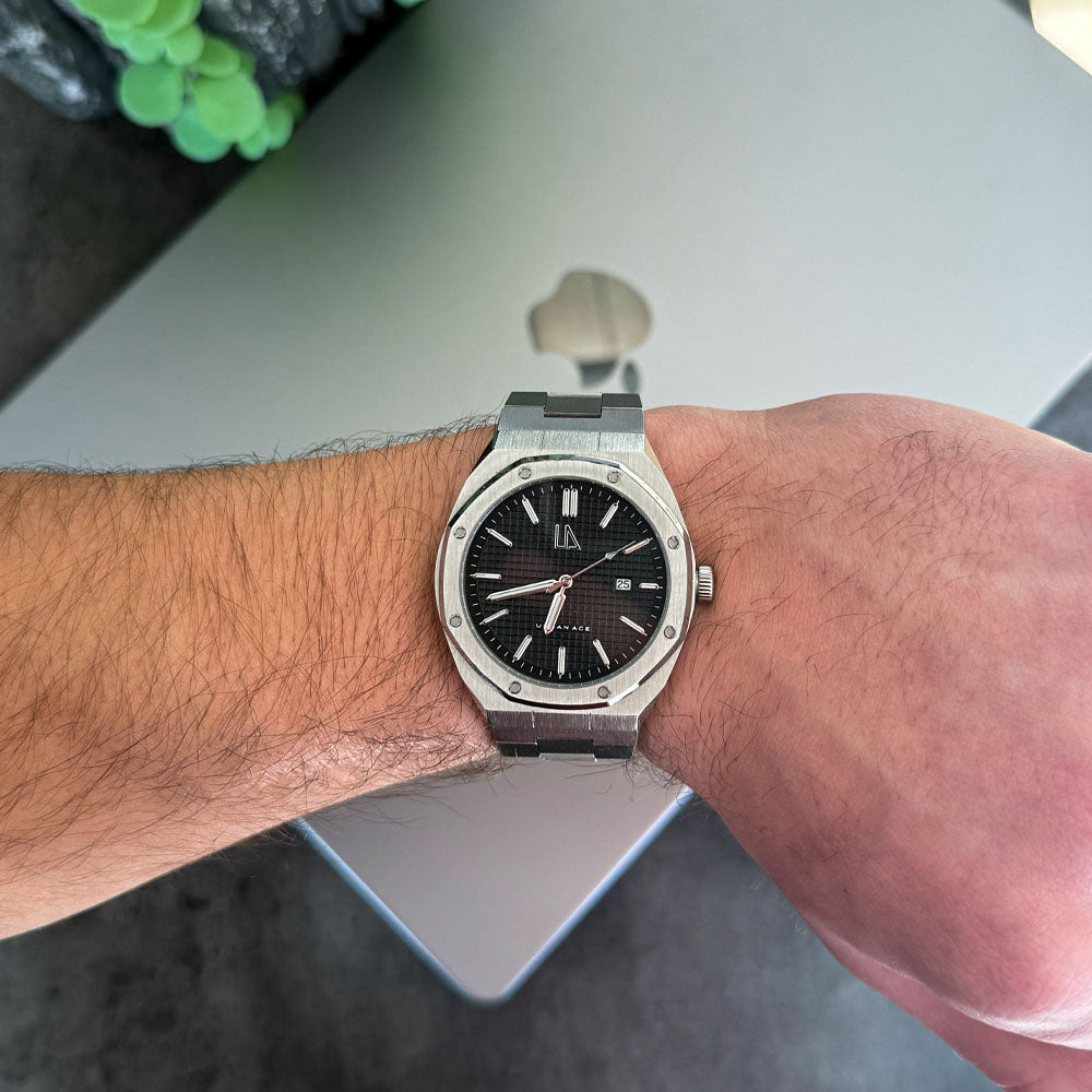 Nemesis zilver zwart horloge