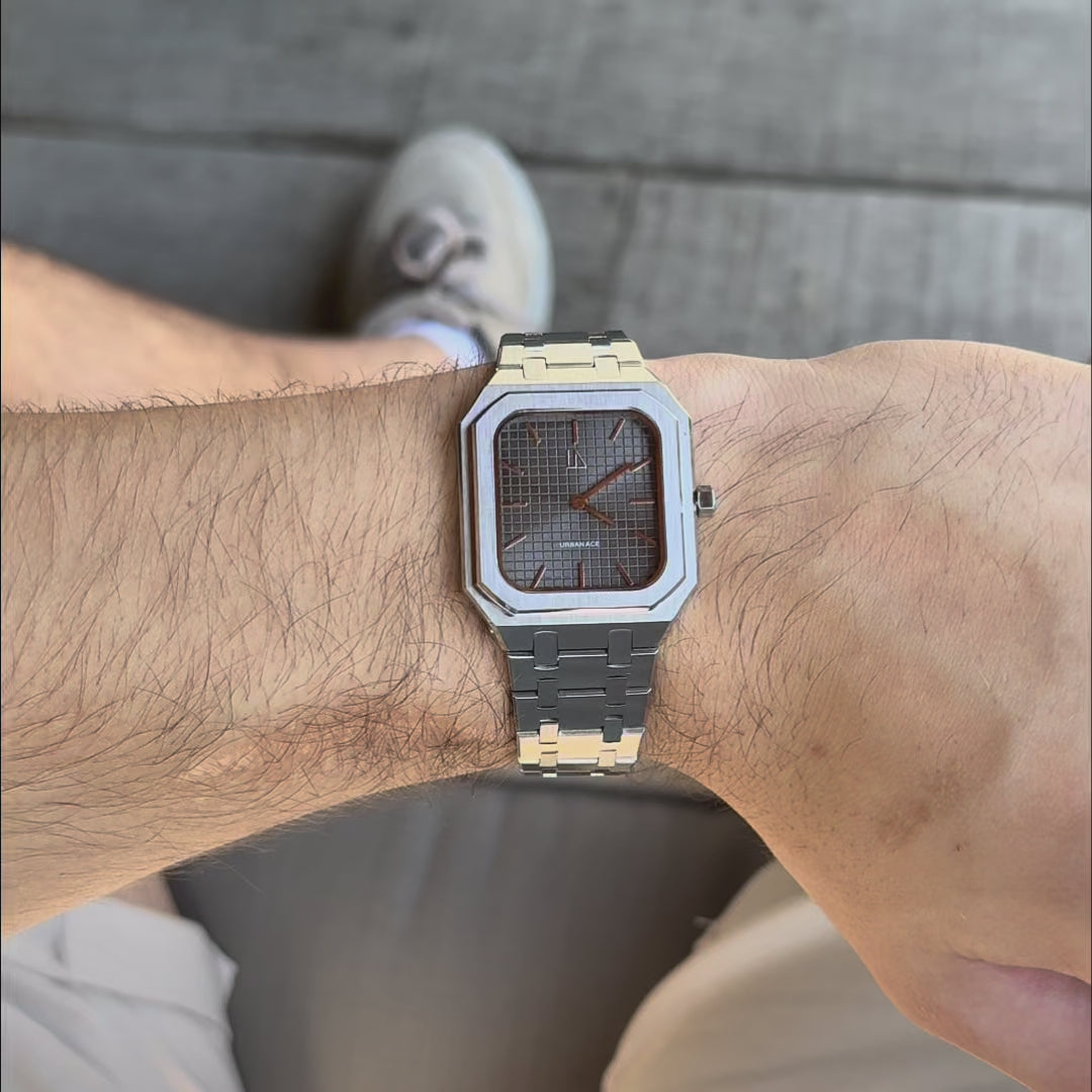 Apex horloge rechthoekig vierkant heren grijs