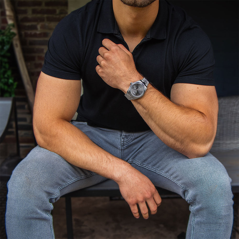 Zephyr Gun Metal heren horloge
