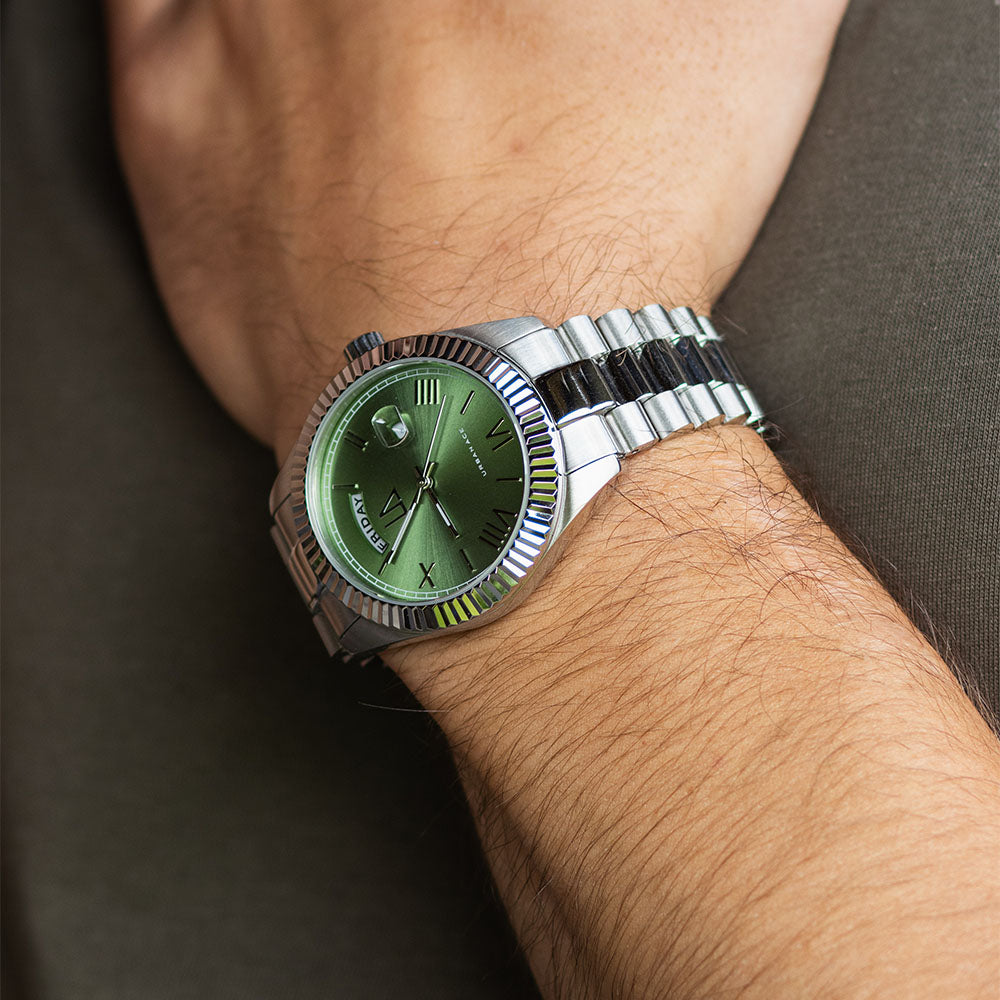 Olijf groen heren horloge