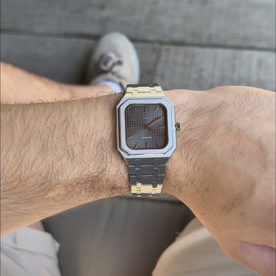 Apex horloge rechthoekig vierkant heren grijs