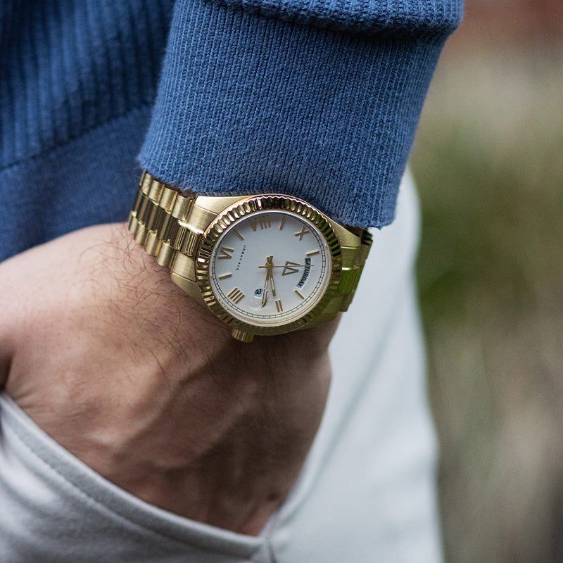 Gold wit day-date horloge
